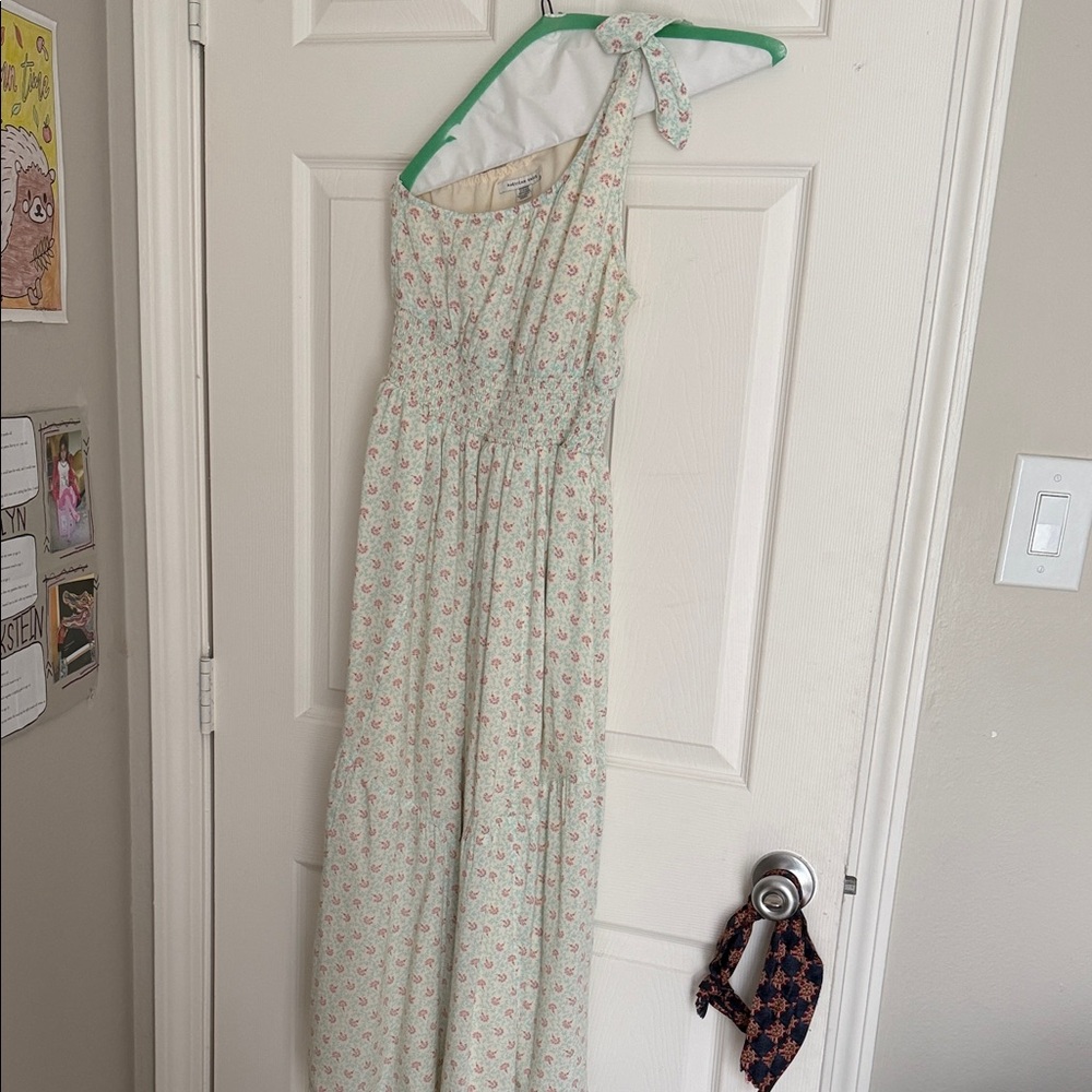 American Eagle Outfitters One Shoulder Dress - White with Red Floral